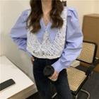Plain Shirt / Lace Cropped Vest