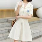 Short-sleeve Zip-up Mini Dress
