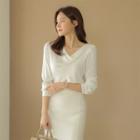 Drape-front Zip-back Blouse