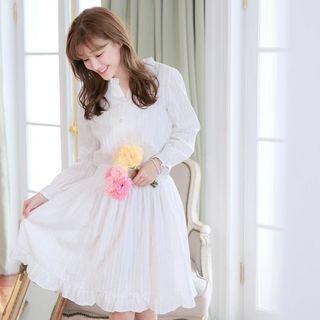 Accordion Long-sleeve Dress