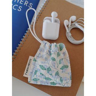 Floral Drawstring Pouch Green - One Size