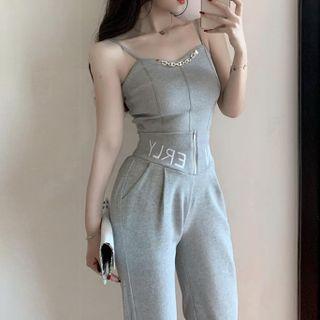 Lettering Knit Camisole Top / Sweatpants