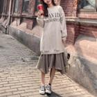 Lettering Mock Two-piece Sweatshirt Dress