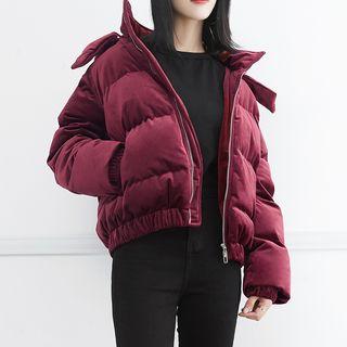 Duck-down Hooded Velvet Jacket