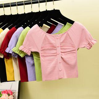 Square Collar Agaric Laces Knit Top