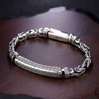 925 Sterling Silver Bar Bracelet Dark Silver - One Size