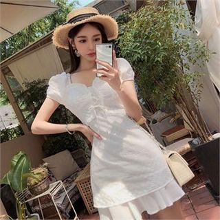Lace-up Front Textured Minidress