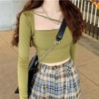 Camisole Top / Shrug / Plaid Straight Leg Pants / Set