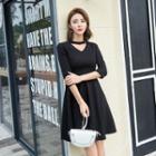 Cut Out Front 3/4 Sleeve A-line Dress