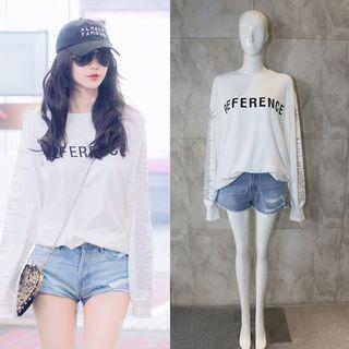Lettering Pullover/denim Shorts