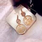 Round Disc Dangle Earring Gold - One Size