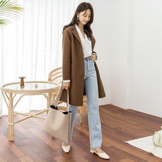 Notch-lapel Patch-pocket Robe Coat