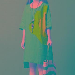 Color Block Elbow Sleeve Shift Dress