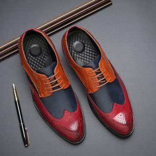 Paneled Lace-up Brogue Shoes