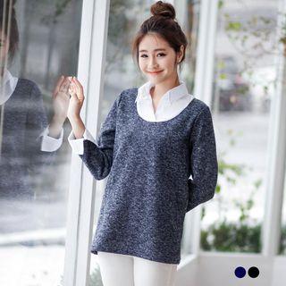 Mock Two Piece V-neck Sweater