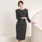 Asymmetric-collar Double-breasted Coatdress
