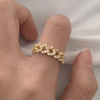 Rhinestone Chunky Chain Ring