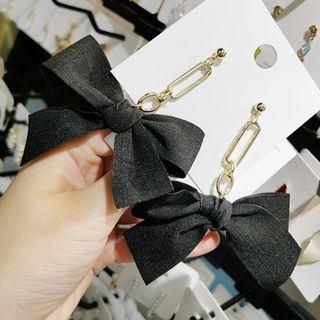 Fabric Bow Dangle Earring 1 Pair - As Shown In Figure - One Size