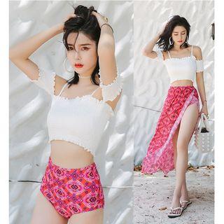 Set: Shirred Tankini + Printed Cover-up