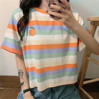 Short-sleeve Striped Boxy T-shirt