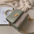Faux Pearl Accent Faux Leather Crossbody Bag