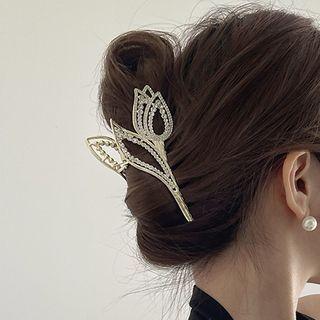 Flower Rhinestone Faux Pearl Hair Clamp