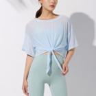Elbow-sleeve Tie-waist Sports T-shirt