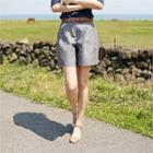 Banded-waist Linen Blend Shorts