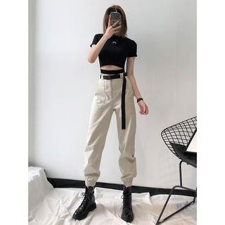 High-waist Jogger Pants With Belt
