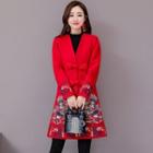 Frog-buttoned Embroidered Long Jacket