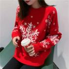 Snowflake Jacquard Oversize Sweater
