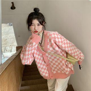 Checkered Cardigan / Button-up Sweater Vest