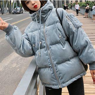 Pleuche Hooded Padded Jacket