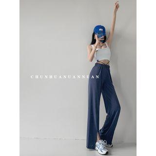Slited Wide-leg Sweatpants
