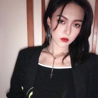 Alloy Safety Pin Fringed Earring