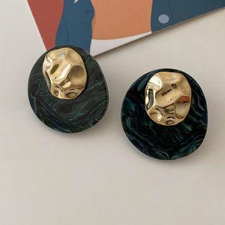 Disc Acrylic Alloy Earring 1 Pair - Dark Green - One Size