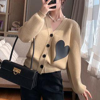 Love Printed V-neck Knit Cardigan