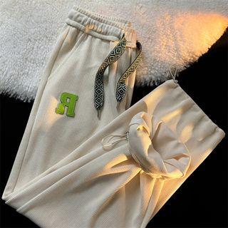 Drawstring-cuff Lettering Loose Fit Sweatpants