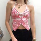 Butterfly Embroidered Halter Top
