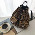 Leopard Drawcord Backpack Brown - One Size