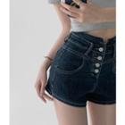 Button-up High-waist Denim Shorts