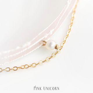 Faux Pearl Layered Choker Light Pink - One Size