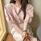 Puff Sleeve Oversized Blouse Nude Pink - One Size