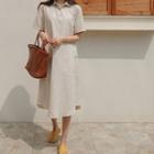 Peterpan-collar Long Linen Blend Dress