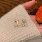 Faux Pearl Rhinestone Bear Stud Earring 1 Pair - Gold - One Size