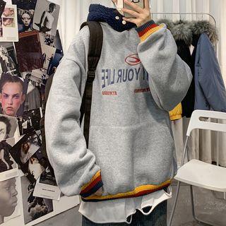 Fleece-panel Color-block Oversize Hoodie