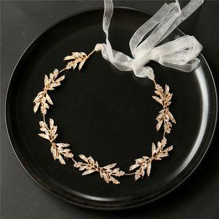 Wedding Rhinestone Branches Headpiece Gold & White - One Size