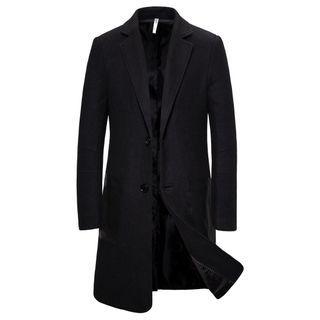 Button-up Plain Long Coat