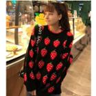 Strawberry Patterned Knit Pullover