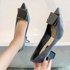 Block Heel Pointed Square-accent Pumps